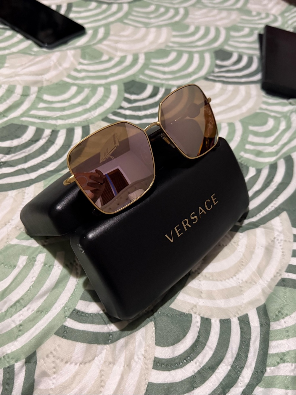 Versace Gold Frame Sunglasses with Brown Lenses